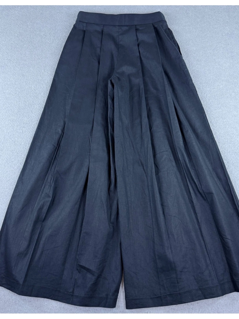 Banana Republic Black Extra Wide Leg Linen Blend Palazzo Pants w/Pleats Size 2